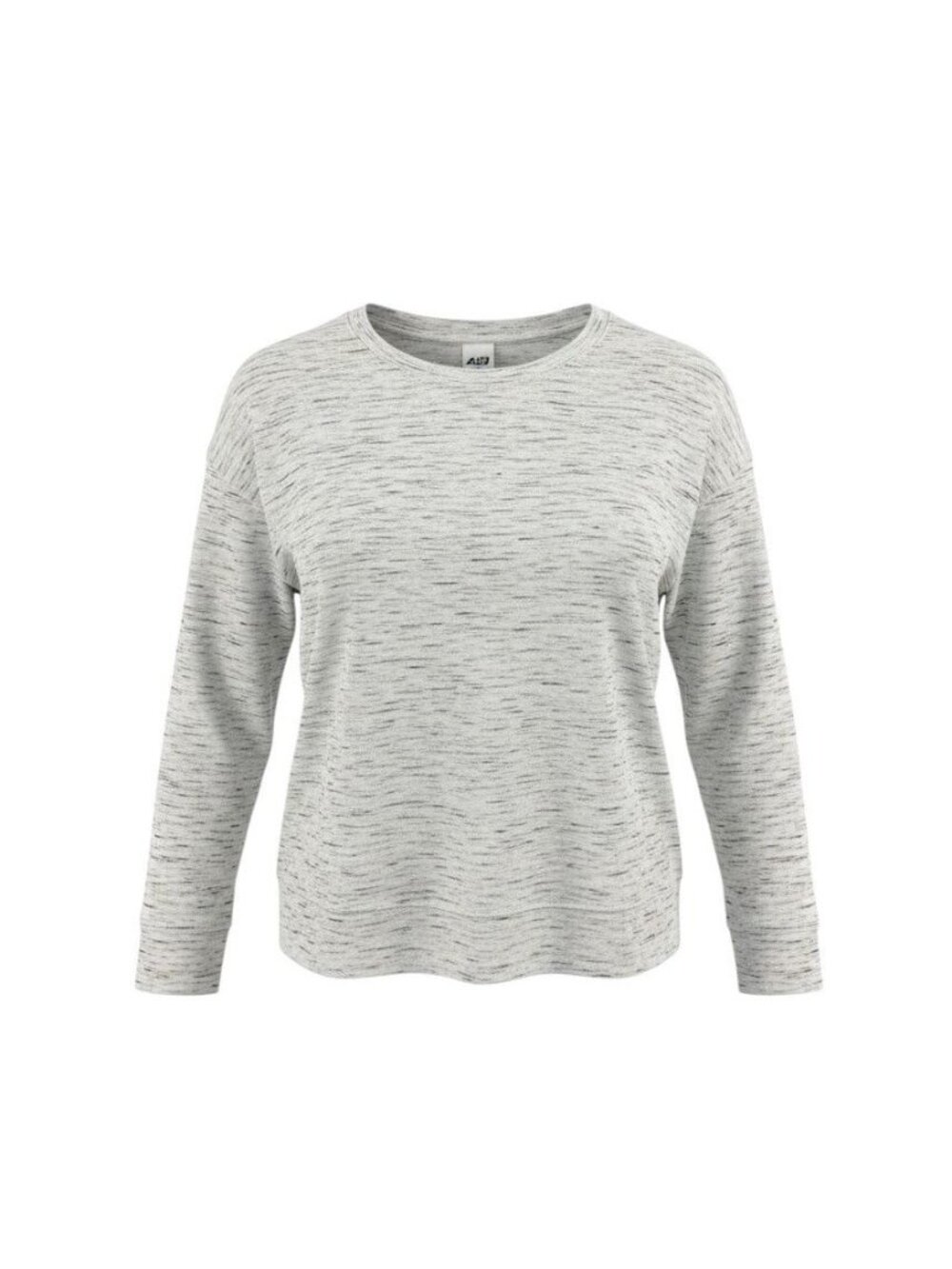 Avia Womens Heathered Long-Sleeve Crewneck Top XXL Light Gray